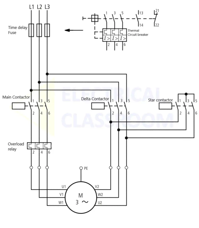 Star-delta starter (Wye-Delta Starters) - Circuit, working